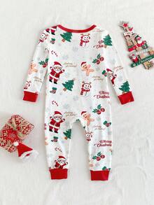 婴幼儿男童长袖连脚睡衣 - 白色 - 查看 2