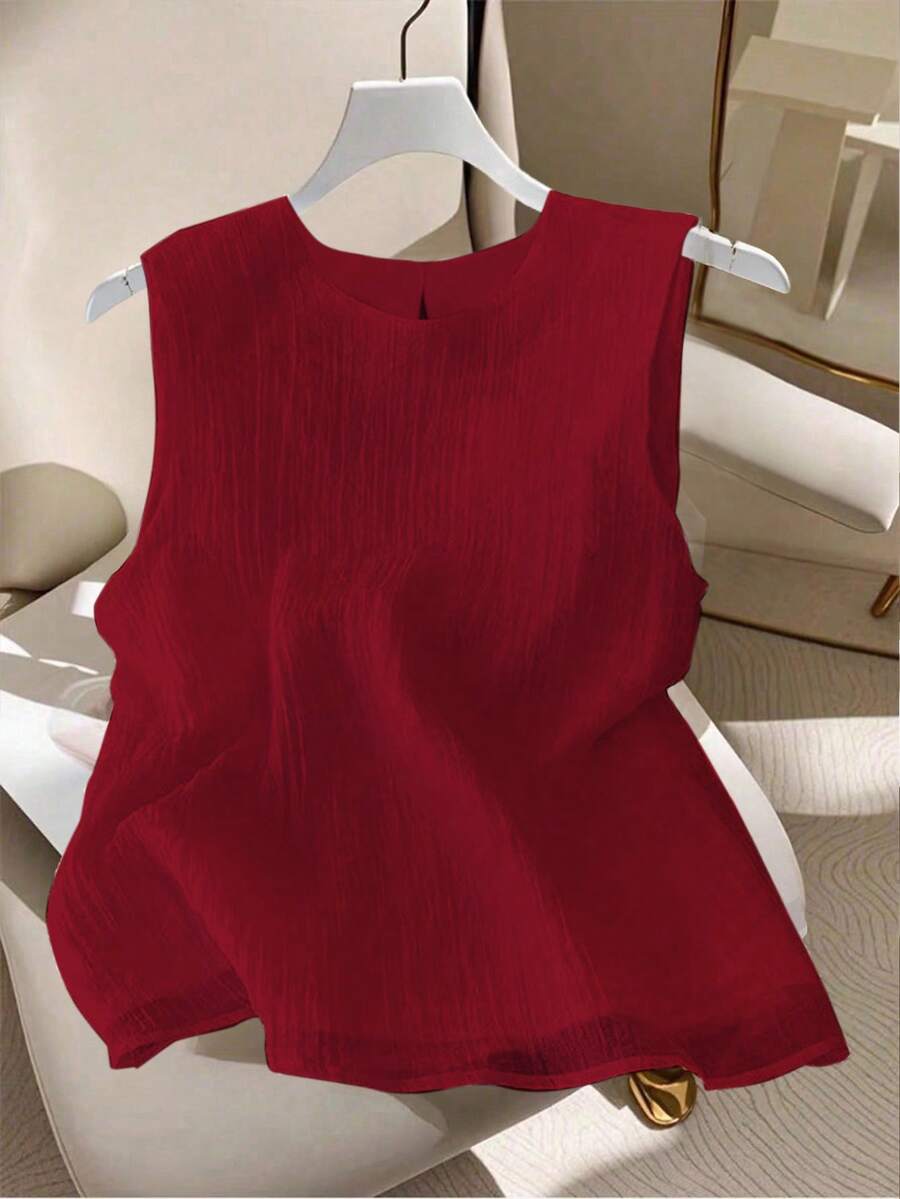GlowEve Áo ba lỗ không tay đơn sắc tối giản dành cho nữ - Đỏ - Xem 1