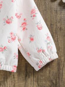 Jaqueta com capuz e forro térmico com estampa de rosas para bebês meninas (1 peça), ideal para outono/inverno, uso diário, recém-chegada.