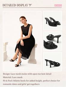 CUCCOO CHICEST Brown PU Women Pointed Toe High Heel Mules Spring Shoes Spring Break Easter Prom Heels For Christmas - Black - View 11