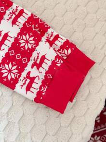 2pcs Girls Elegant Christmas Bear Print Sweater & Leggings Snug Fit Casual Comfortable Loungewear Set Fall Winter - Red - View 4