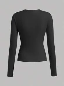 SHEIN Girlism 4 件套青少年女孩百搭圆领长袖休闲纯色 T 恤，黑色、白色、粉色、深灰色 - 彩色 - 查看 11