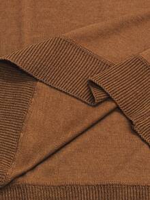 Manfinity Mode Men's Striped Long Sleeve Zip-Up Casual Sweater, Autumn - Rust Brown - View 5