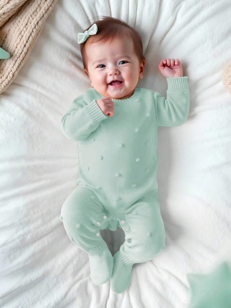 SHEIN 时尚可爱新生儿毛衣连体衣,婴儿连脚连体衣,适合冬季、圣诞节、万圣节、幼儿,秋季开衫毛衣,上衣连衣裙,圣诞毛衣,舒适精灵款,圣诞套装,万圣节新生儿幼儿秋冬连衣裙,万圣节连体衣,万圣节毛衣,开衫衬衫,白色开衫,干净的市中心露肩毛衣套装,粉色毛衣外套,可爱秋季套装,上衣,Maija圣诞连衣裙,幼儿秋季深紫色裙子,圣诞毛衣,秋季毛衣,男女通用白色毛衣背心裙子套装,新生儿男女通用服装 - 綠色 - 查看 1