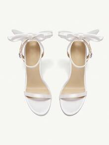 CUCCOO CHICEST 蝴蝶结装饰高跟时尚凉鞋适合派对活动新年假期 - 白色 - 查看 3