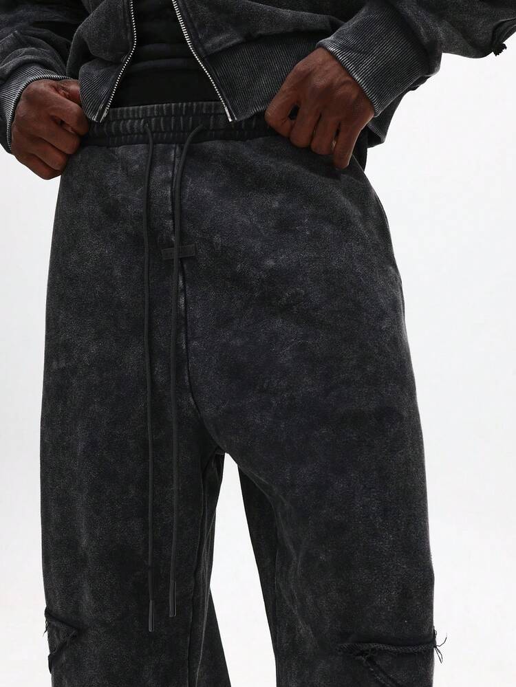 Washed Loose Fit Cargo Pants With Applique Effect