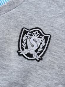 SHEIN 女童和青少年衬衫领多层外观运动衫，搭配裤子，适合日常、学校、秋冬休闲装 - 灰色 - 查看 5