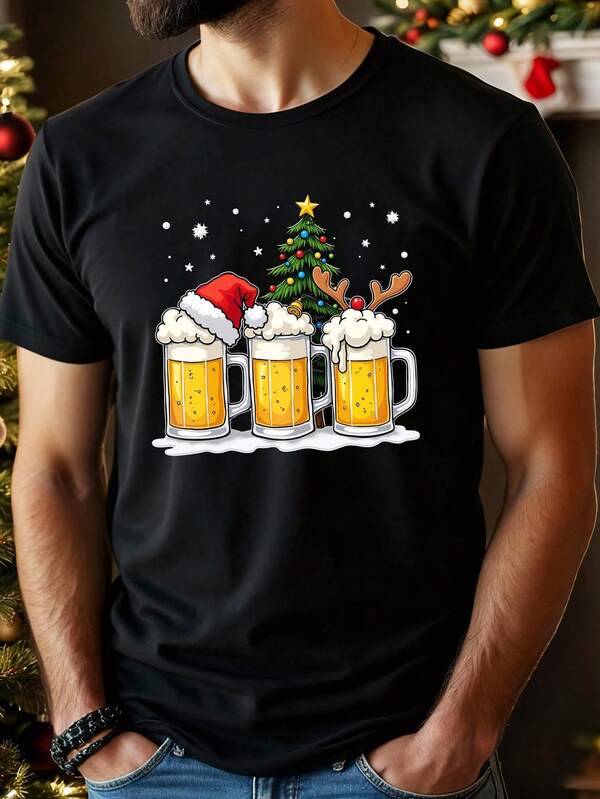 Manfinity RelaxMax T-shirt de Noël raglan noir grande taille (Matériau)