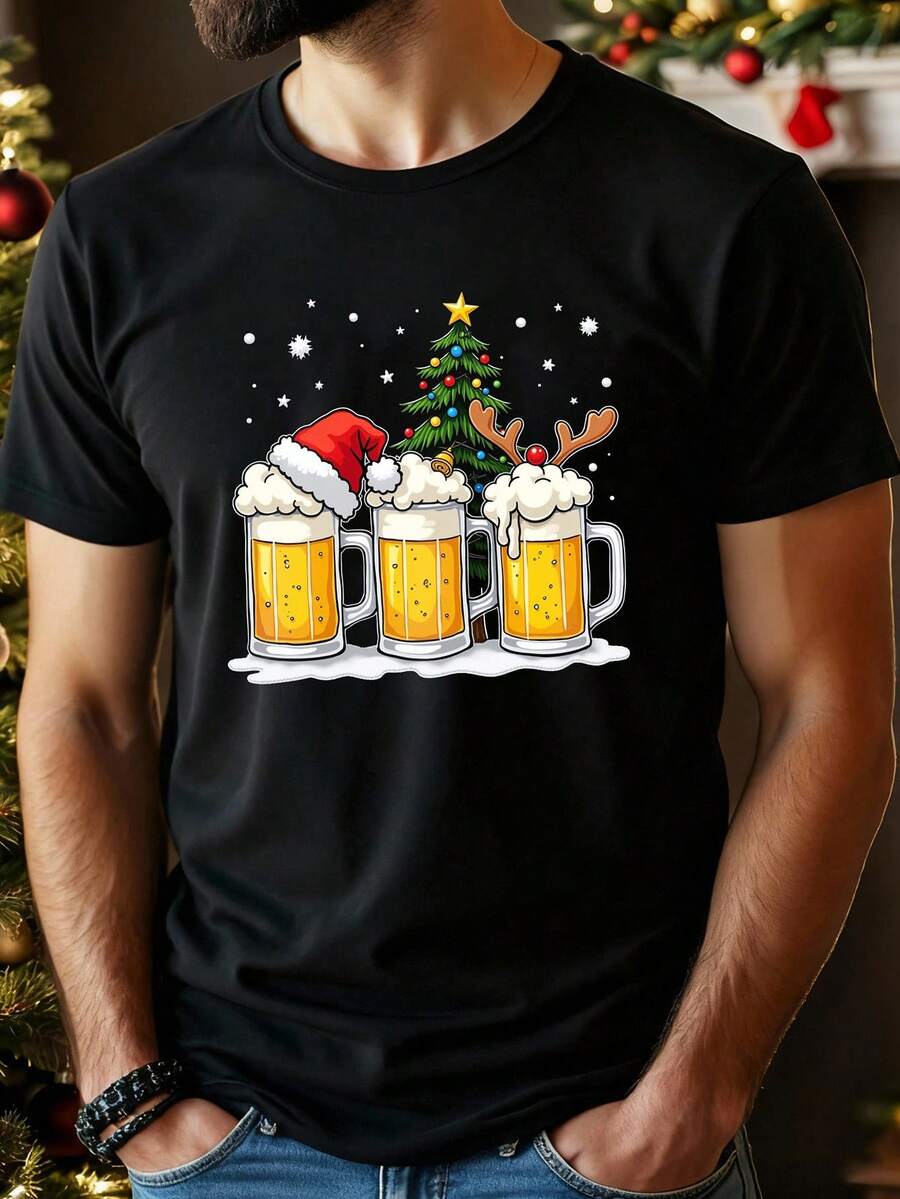 Manfinity RelaxMax T-shirt de Noël raglan noir grande taille (Matériau)