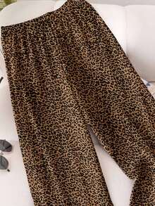 CosyJoli Ropa de mujer talla grande, nueva ropa casual de negocios para primavera/verano, ropa de playa, moda de San Valentín, elegante para ir al trabajo, pantalones anchos de estampado de leopardo elegantes con bolsillos, vuelta al colegio