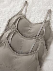 SHEIN 3pcs/Set Teen Girl Simple Solid White Fashion Bras With Pads Fall Winter - Grey - View 4