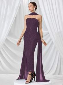 Coutiva 奢华晚礼服、高端礼服、优雅精致的女士礼服 - 紫色 - 查看 6