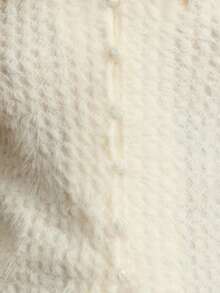 Nöista 纹理针织开衫，修身廓形，V 领，纽扣开合，适合秋季、办公室、休闲 - 米色 - 查看 7