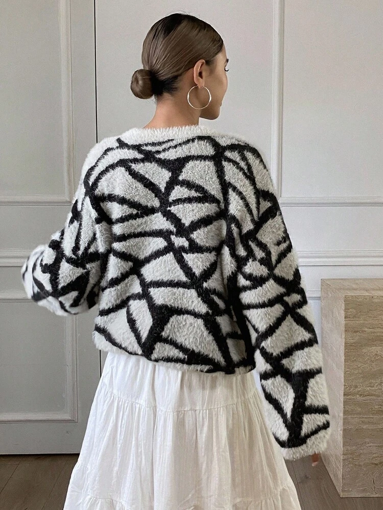 Women's Fashionable Colorblock Pattern Sweater, Autumn/Winter