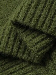 Vivie Lora Women's Casual Solid Color Crew Neck Loose Knit Sweater, Autumn/Winter - Green - View 8