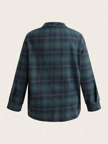 Flirla 大码纽扣领长袖衬衫和连体裤两件套 - 彩色 - 查看 6