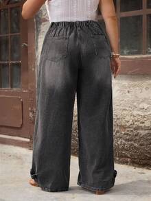 EMERY ROSE Plus Size Women Casual Non-Stretch Vintage Denim Jeans - Light Grey - View 2