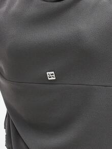 Áo hoodie dáng ngắn SUMWON, khóa kéo nửa thân, chất liệu nỉ dệt họa tiết, có dây rút, dáng rộng, phong cách đường phố thường ngày, thích hợp cho mùa thu đông, mềm mại, ấm áp, mặc nhà đơn giản. - Màu xám đen - Xem 5