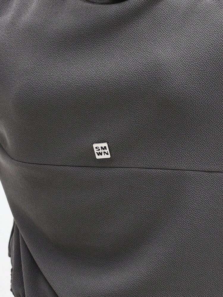 Textured Half Zip Fleece Hoodie With Drawstring