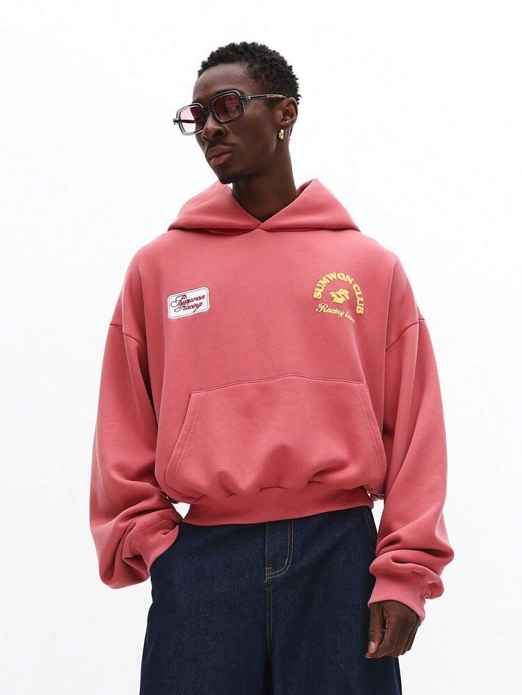 Racing Team Embroidered Hoodie With Centre Pocket