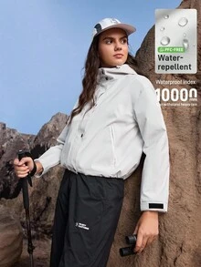 In My Nature Women's Fall Solid Color Minimalist Outdoor Waterproof Rain Jacket, Hiking Grey Windbreaker Jacket - Grey - View 4
