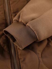 Manfinity Homme 男士拼色拉链长袖夹克 棒球夹克 男士摩卡飞行员夹克 绗缝夹克 棕色夹克 男士外套、风衣/户外 风衣、派克大衣、宽松、冬季夹克、垃圾摇滚 - 棕色 - 查看 5