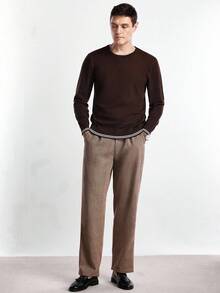 Manfinity CityGents Men's Solid Color Crew Neck Long Sleeve Casual Pullover Sweater, Autumn/Winter