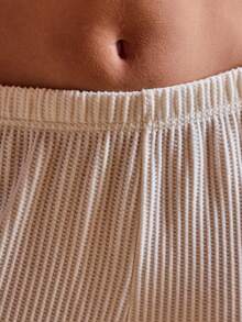 Aralina Sleepwear Fall Winter Cute Cosy Soft Brushed Waffle Placket Detail Long Sleep Top And Wide Leg Pant Sleep Two Pieces Set Clothes - White - View 12