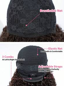 Density Pro 深棕色非洲卷发鲍勃假发，带刘海，真人发质蓬松卷发鲍勃刘海假发，无胶可戴鲍勃假发 - S2 - 查看 8