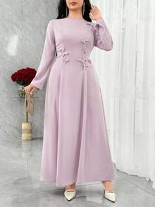 Modelyn Rozkloszowane arabskie sukienki dla kobiet z romantycznymi zdobieniami z motyli 3D i kryształków