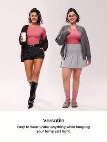 LUVLETTE 女士保暖内衣超柔软底层寒冷天气温暖冬季睡衣套装圆领上衣和长裤 - 棕红色轻盈保暖套装