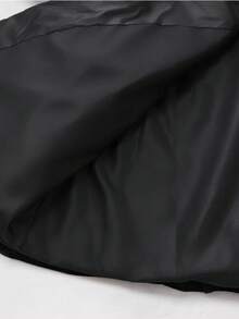Maweii 加大码女式立领荷叶边拉链连帽棉服外套，适合冬季外出、雪季和通勤 - 黑色 - 查看 6