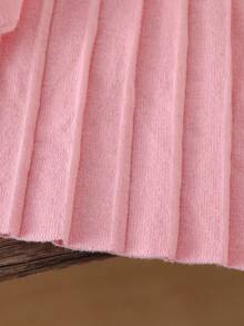 Tween flickor tröja set, rosa rund halsad knapp långärmad handgjord rosettstickad tröja + matchande färg veckad minikjol, lös passform, mjuk och bekväm, lämplig för vår/höst, vardag, utomhus, resor, semester, hem och barnlek - Rosa - Visa 3