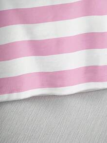 THE POWERPUFF GIRLS X SHEIN Baby Girl Spring Fall Cute Cartoon And Striped Print Long Sleeve T-Shirt - White - View 6