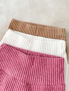 SHEIN 3件套女童简约优雅纯色长款汗衫 - 彩色 - 查看 5