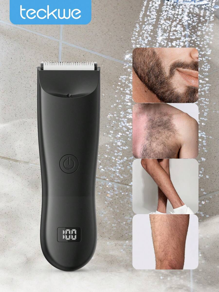 Teckwe Men's Body Trimmer, Shaver For Men, Electric Razor , Electric Inguinal And Pubic Hair Trimmer, Ceramic Blade Male Hygiene Shaver, Waterproof Wet/Dry Groomer