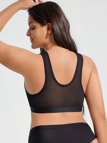 SHEIN 1 pieza Sujetador inalámbrico con cierre delantero para tallas grandes - Negro - Ver 2