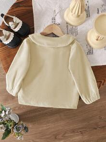 SHEIN 女童灯芯绒梭织外套，纯色，流行女童服装，适合春、秋、冬三季穿着。