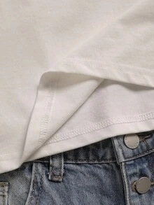 Manfinity Joysei 男士休闲标语和牛仔靴印花圆领短袖 T 恤 - 白色 - 查看 6