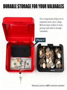 SHEIN Portable Key Safe Box Key Locker Safe Home Shop Steel Safe Money Box Security Cash Box Storage Hidden Coin Money Jewellery