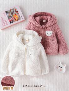 Cozy Pixies 2 Stück Baby Mädchen Outfit Set mit Cartoon Bären Ohr Kapuze und Langarmjacke für Herbst/Winter