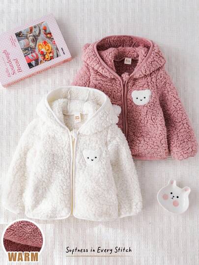 Cozy Pixies 2件套女宝宝卡通熊耳朵连帽长袖夹克套装秋冬