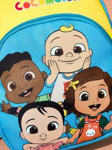 SHEIN 1 件可爱卡通图案印花涤纶背包，配有可调节肩带，JJ、Nina、Cici、Cody、Friendship，适合返校 - 藍色 - 查看 5