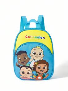 SHEIN 1 件可爱卡通图案印花涤纶背包，配有可调节肩带，JJ、Nina、Cici、Cody、Friendship，适合返校 - 藍色 - 查看 9