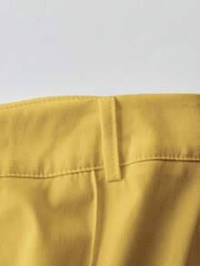 Franclia Quần ống rộng ống đứng màu trơn thường ngày dành cho nữ - Màu Mù tạt vàng - Xem 3