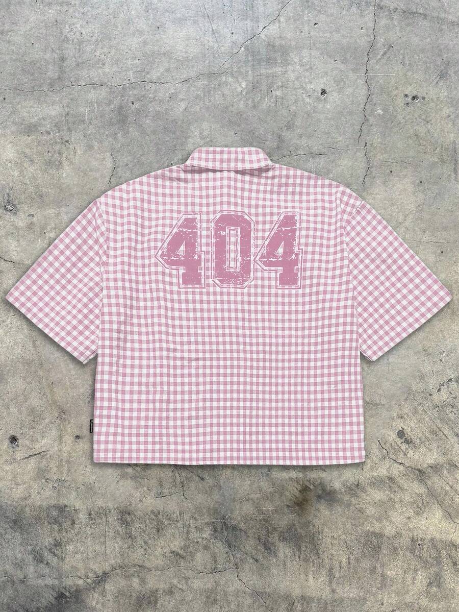 AXEPEAK Men's Plaid Short Sleeve Shirt, Suitable For Summer, Streetwear Edition - Pink - View 1