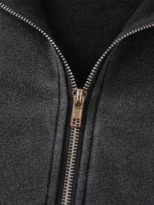 ROMWE MEN Goth Men's Casual Fashionable Street Skeleton Print Loose Fit Zip-Up Hoodie Sweatshirt, Suitable For Spring/Autumn