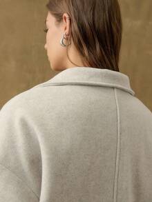 Nöista Minimalist Light Grey Boxy Jacket,Double-Breasted Buttons,Oversized Sleeves,Elegant Office Wear For Winter,Fall & Spring Outfits For Women - Light Grey - View 4