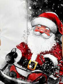 Manfinity Homme Modna, swobodna, dojrzała koszula z długim rękawem i motywem Świętego Mikołaja w akwarelowym tle dla mężczyzn, jesień