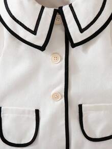 Souflis Souflis 2025 Autumn/Winter New Elegant College Style White Long Sleeve Lapel Overcoat, Suitable For Outings, School And Various Occasions Baby Coat Girl Baby Girl Cute Jacket Baby Girl Clothes Jacket